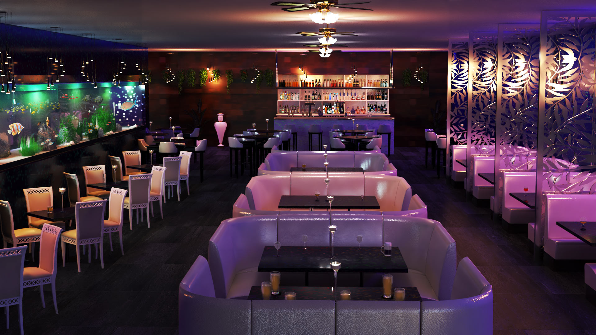 bar 3d - Design et Aménagement de la salle d'un restaurant - Graphiste architecture 3d freelance