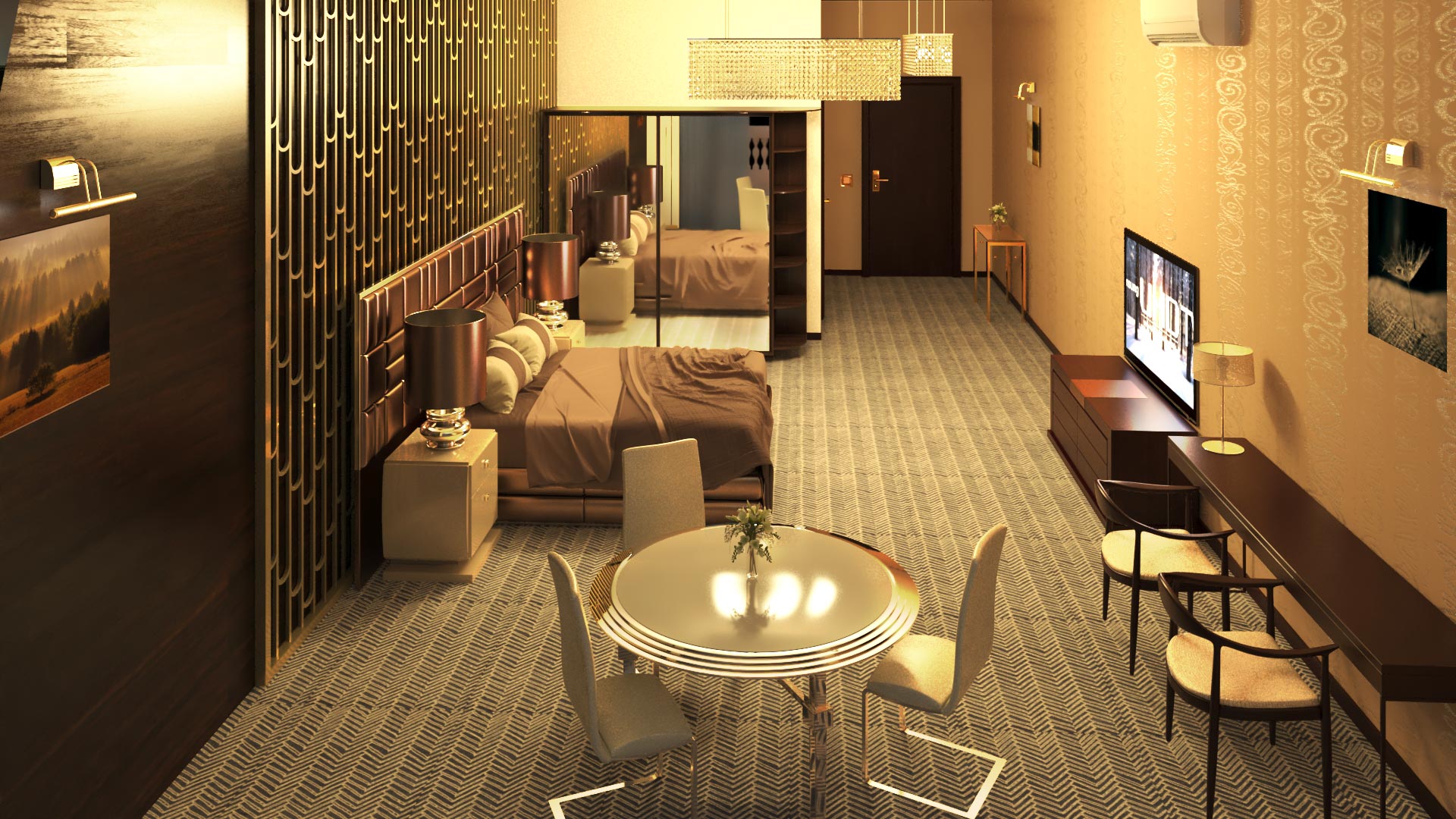 Graphiste 3d design de chambre d'hôtel