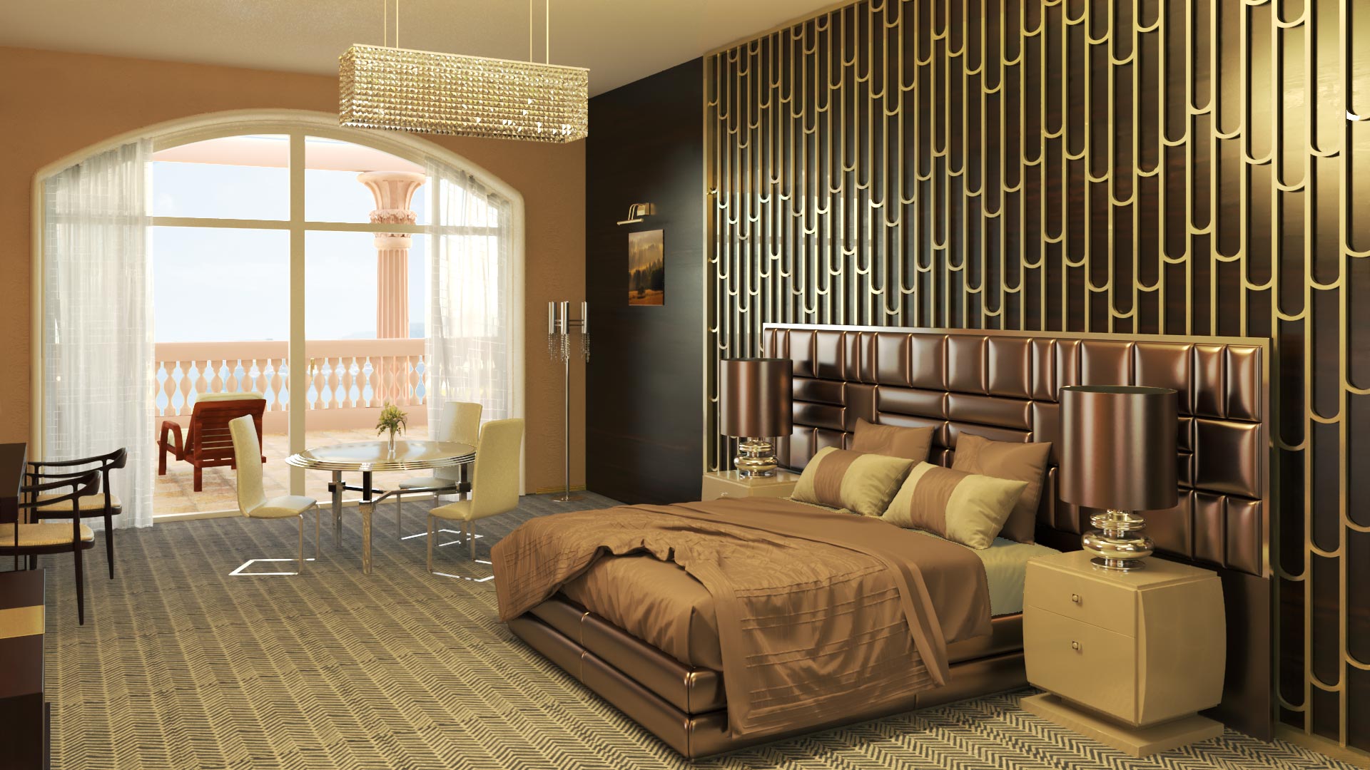 Chambre d'hôtel, par Marina Sije, Graphiste perspectiviste architecture - Design, décoration, aménagement et rendu 3d