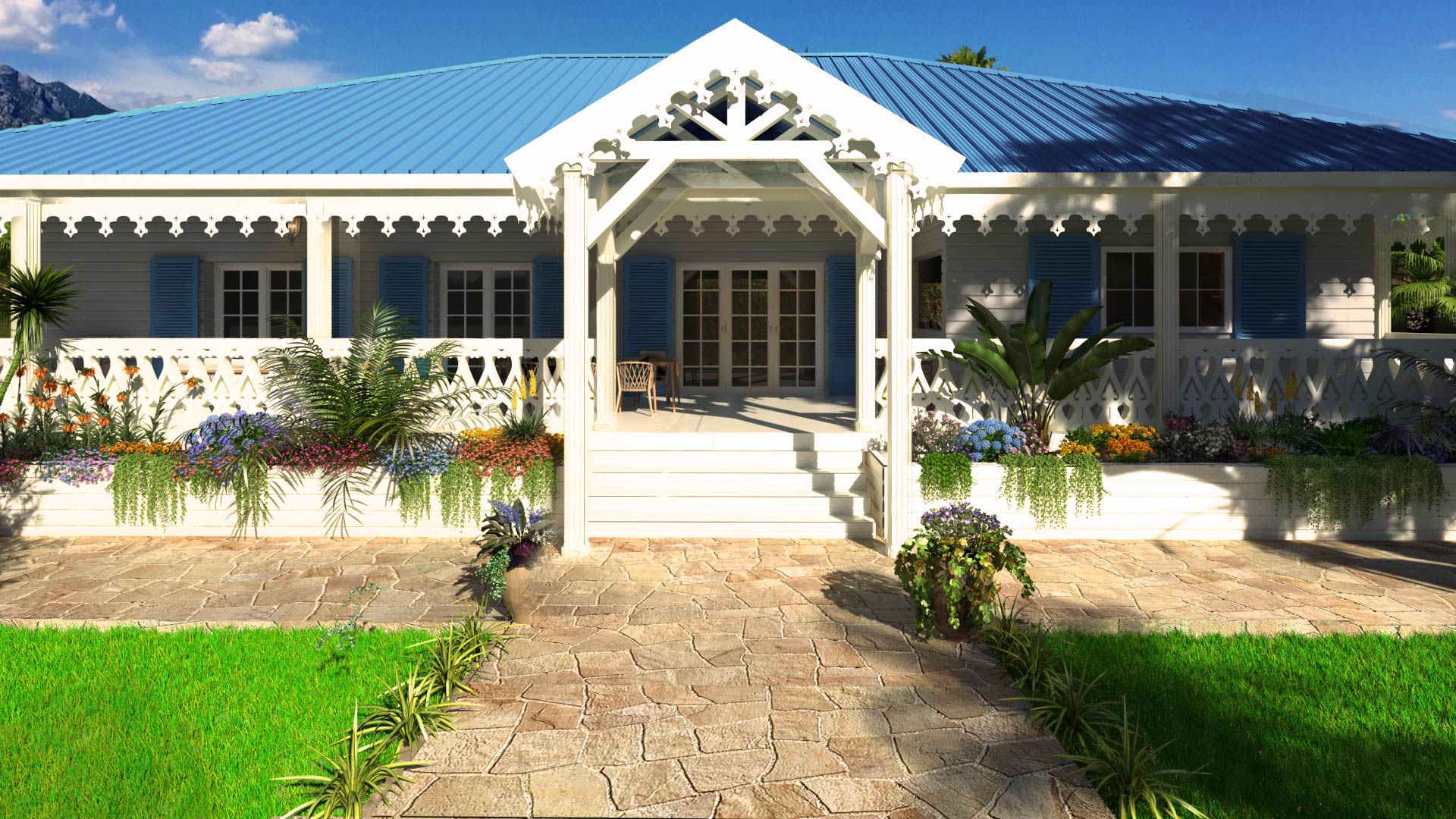 Perspective 3d maison Antilles