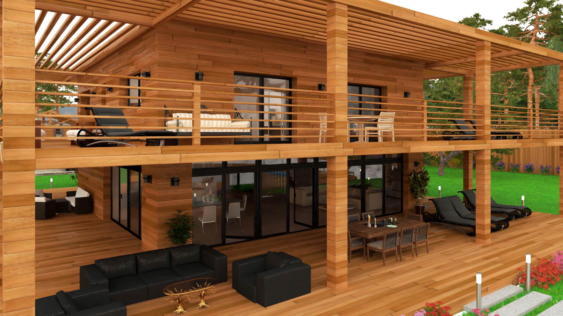 Graphiste 3d visuel maison en bois