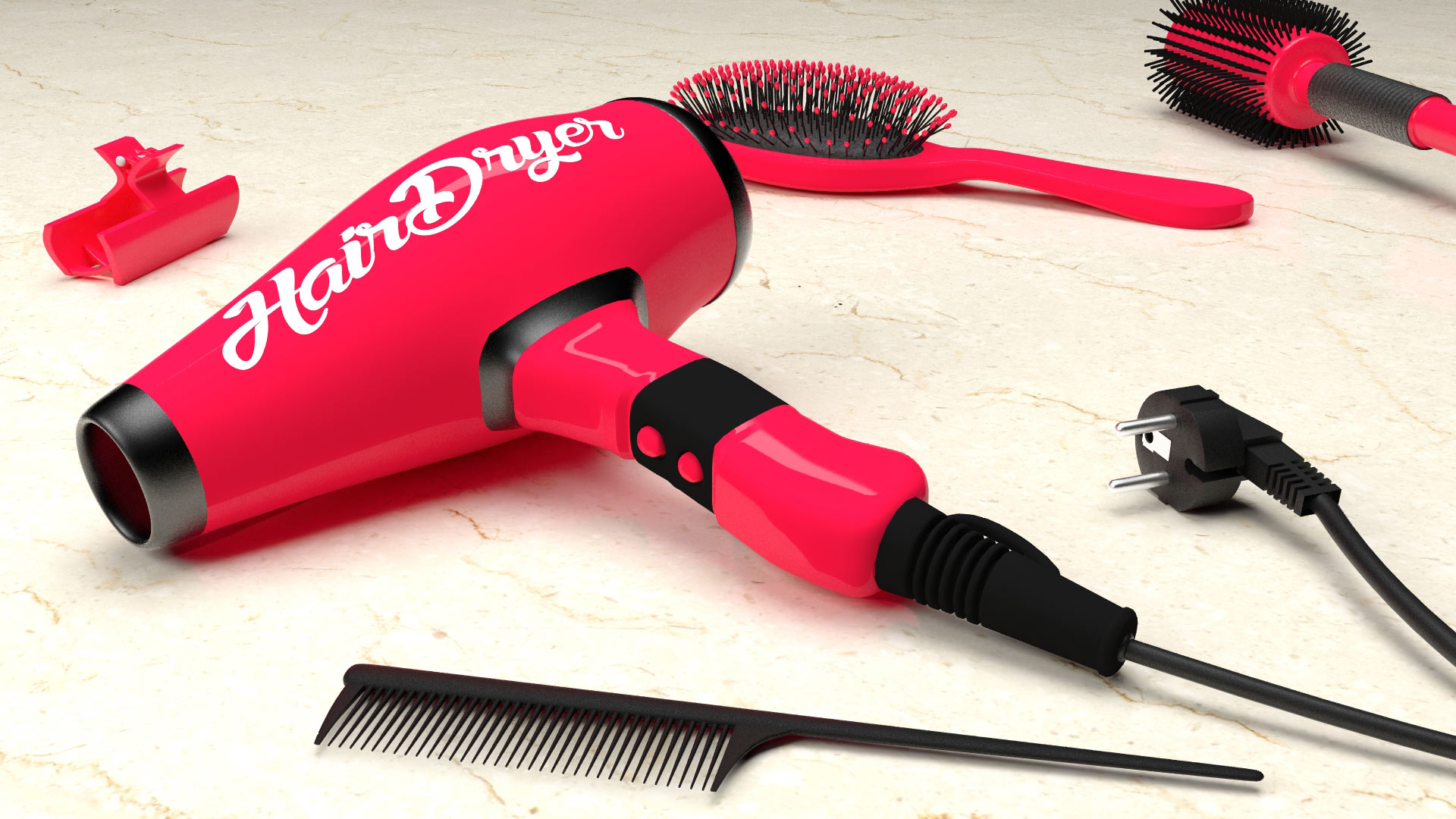 salon de coiffure : Modélisation 3d d'objets et de produits d'hygiène par Graphiste 3d Designer freelance  